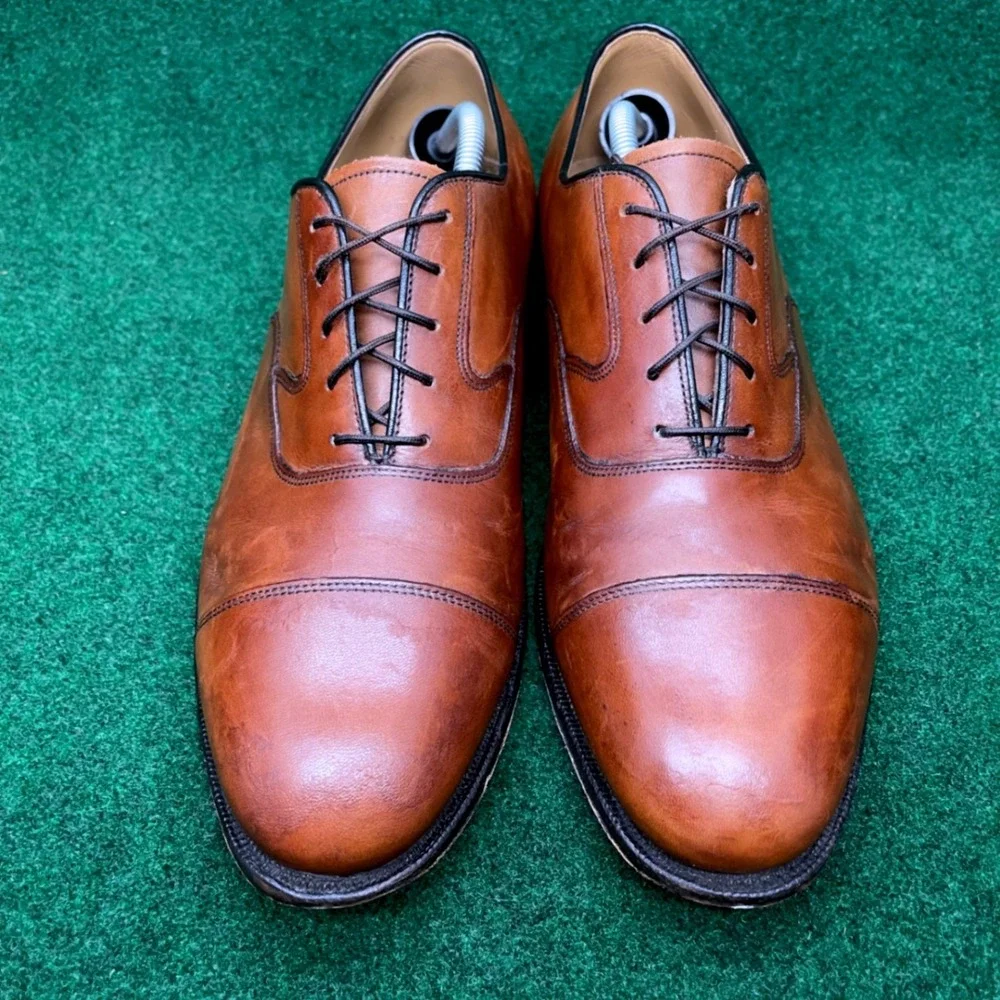 Johnston & Murphy Cap Toe Oxford Dress Shoes‎ Brown Leather Men's 10.5 E Wide